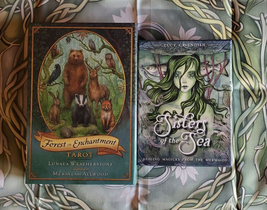 Forest of Enchantment Tarot by Lunaea Weatherstone and Sisters of the Sea Oracle by Lucy Cavendish