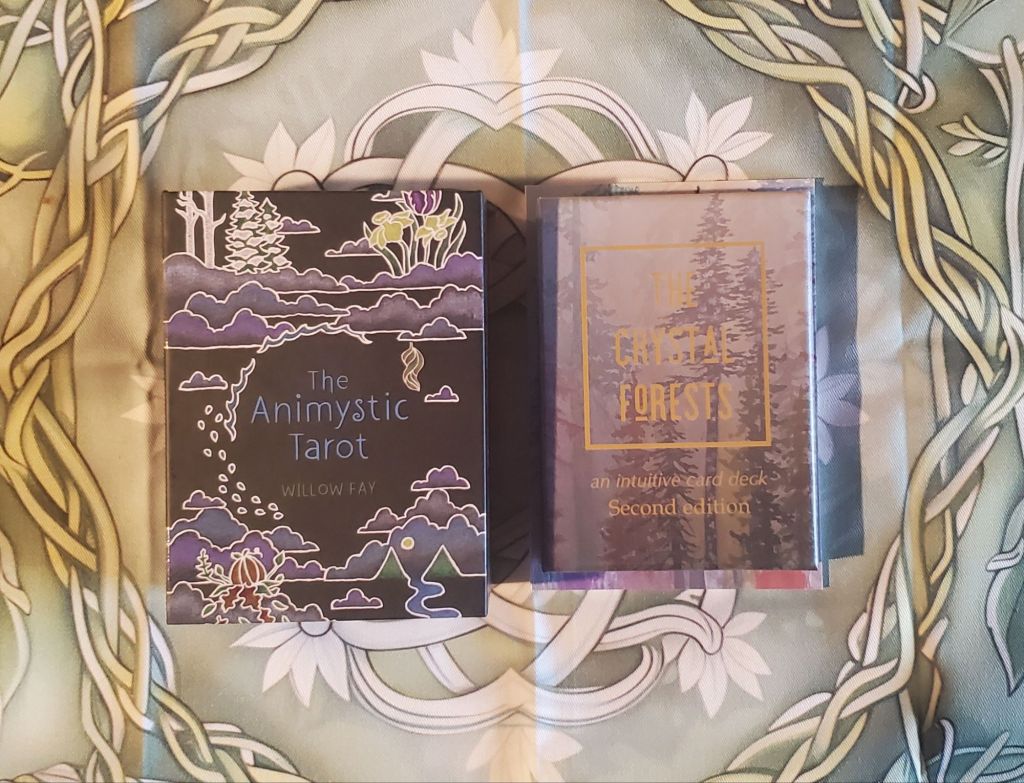 The Animystic Tarot by Willow Fay and The Crystal Forest Oracle by Jess Purser